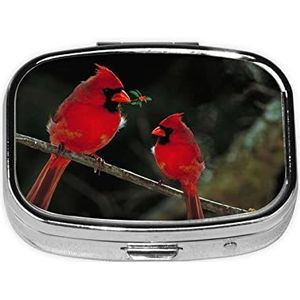 Rode Vogels Fauna Wilde Vierkante Pillendoos, Pillendispenser Doos Kabeljauw Leverolie Doos Vitamine Pil Doos