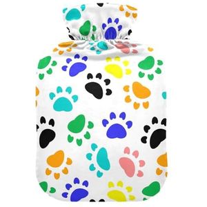LI ZHI XIN De Warmwaterkruik van pvc met de Kleine Middelgrote Kleurrijke Voetafdrukken van Fluwelen Dekking 1L 2L