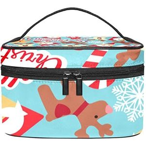 Kerstman make-up organizer tas, reismake-up tas organizer case draagbare cosmetische tas voor vrouwen en meisjes toiletartikelen, Meerkleurig, 22.5x15x13.8cm/8.9x5.9x5.4in