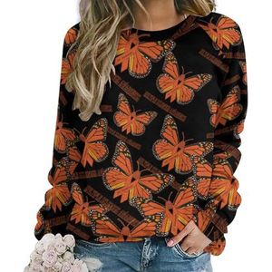 Multiple Sclerose Awareness Butterfly Novelty Sweatshirt Voor Vrouwen Crewneck Top Lange Mouw Trui Casual Grappig