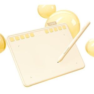 Ugee Tekentablet 6,5 x 4 inch computer grafische tablets met 10 sneltoetsen, digitale tablet batterijvrije stylus 8192 drukgevoeligheid (wit)