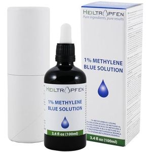 Methyleenblauw 1% oplossing 3,4 Fl Oz - 100 ml | Ultrahoge zuiverheid | Ingrediënten van USP Pharma-kwaliteit - Getest door derden | Formaldehydevrij | Glazen fles | Heiltropfen®