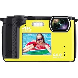 Dual Screen 64MP Fotografie Camera Selfie Recorder 4K UHD Vlog Camcorder 16X Zoom Compact Camera Live Streaming Webcam HD camera (Color : With 64G, Size : With 2 Batteries-01)