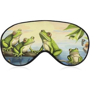 Veel kikkers zingen op de takken zomer vlinders meer water slaapmasker, licht blokkerend oogmasker, comfortabel en zacht, oogbedekking met elastiek, geschikt voor mannen en vrouwen, geschikt voor