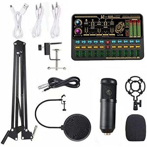 COMETX Audiomixer voor computers en mobiele telefoons Multifunctionele Live SK500 Geluidskaart en BM800 Suspension Microfoon Kit Broadcasting Recording Condensator Microfoon Set Intelligente Voice