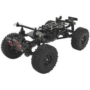 MANGRY 1:24 DIY Auto Chassis Frame Met Dubbele Voorassen for Axiale 1/24 SCX24 90081 RC Afstandsbediening Speelgoed Auto onderdelen (Color : With Wheels Black)