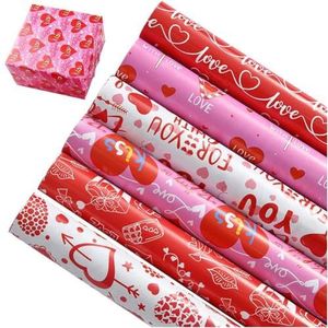 Cadeaupapier 6 stks/set Hart Valentijnsdag Gift Inpakpapier Eco Gift Wrap voor Valentijnsdag Verjaardag Bruiloft