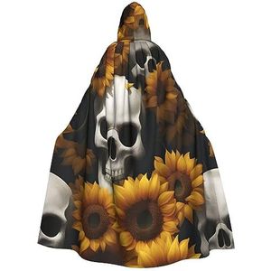 SSIMOO Zonnebloem Halloween schedel volwassen Halloween party cape - perfect voor kostuumfeesten en cosplay