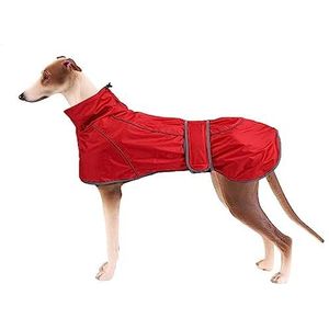 Hondenregenjas hond regenjas jas met reflecterende strip verstelbare huisdier waterdichte kleding met verstelbare banden geschikt voor windhonden en Whippets XXL rood