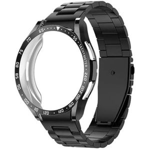 4-IN-1 roestvrijstalen band geschikt for Samsung Galaxy Watch 6 Classic 43 mm 47 mm metalen band TPU case bezel beschermende glasfilm(Color:Black,Size:Watch 6 Classic 47mm)