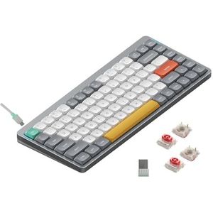 Nuphy Air75 v2 QMK/VIA Mechanisch Toetsenbord, 75% Low Profile Draadloos Toetsenbord, Bluetooth 5.1, 2.4GHz en bekabelde verbinding, Compatibel met Windows en Mac OS - Lunar Gray (Red 2.0)