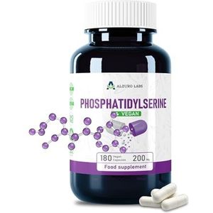 Alzuro Labs Fosfatidylserine 200mg | 180 Vegan Capsules | Hoge Sterkte Brein, Geheugen & Cognitieve Ondersteuning | Onafhankelijk Getest | Glutenvrij & GMO-vrij