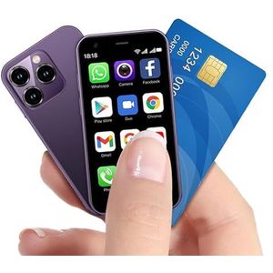 McMgc Mc15mini ontgrendeling 4G, mini-smartphone, 3,0 inch, dubbele kaart, batterij 2000 mAh, camera 5 MP + 5 MP, basistelefoon Face Unlock (paars)