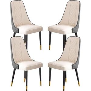 Keukeneetkamerstoel Set van 4 houten poten Moderne stoelen Armleuning Loungebarstoelen Hoge rugleuning Gewatteerde zachte zitting