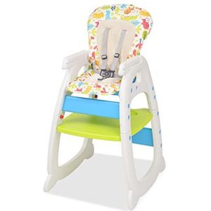 Susany 3-in-1 veranderbare hoge stoel met eetplank, in hoogte verstelbare kinderstoel babystoel kinderstoel babystoel voor 3-jarig kind (zitting beschikt over 3 ligposities) blauw en groen