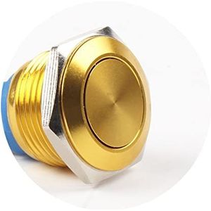 16 mm geoxideerde metalen drukknop schakelaar 1NO reset drukknop pin/schroefklem Momentary rood zwart blauw goud groen waterdicht (kleur: geel, maat: momentary_pin terMIN