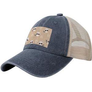 KEDDJI Wasbeer schattige dierenprint, verstelbare truckerhoeden cowboy mesh baseballpet klassieke papa hoeden, zoals afgebeeld, one size
