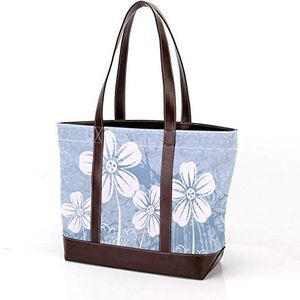 Laptop Tote tas met decoratieve herfst bloemenprint, draagtas casual canvas zakelijke werk draagtas aktetas voor computer school kantoor