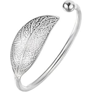 New Silver Leaf Stulpe-armband voor dames, elegante bladvormige open armband, verstelbaar voor vrouwen-meisjes, bedel-feest-sieraden E1A9