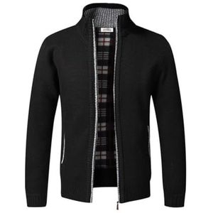 Jinsha Gebreid herenvest, dik vest met doorlopende ritssluiting, opstaande kraag, fleece gevoerd, warme winterjas