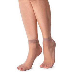 LORES Semi Sheer Womens Low Cut Sokken Onzichtbare Enkel Hoge Pop Nylon Zacht Comfort One Size 15 DEN 2 paar, Noiset, One size