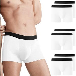 Falechay Boxershorts Heren 6 Pak Onderbroeken Mannen Katoen Sport Onderbroeken Boxer(Maat S - 3XL) Wit XL