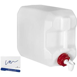 MARKESYSTEM Jerrycan van HPDE-kunststof (25 liter) + kraan + markeringsset + brede opening, ADR goedkeuring, stapelbaar, geschikt voor levensmiddelen, ideaal als vloeistof- en chemicaliëncontainer