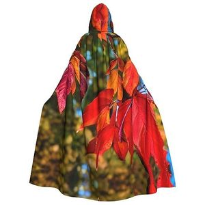 ZISHAK Herfst rode bladeren en vruchten unisex vampier cape voor Halloween liefhebbers - ongeëvenaarde feestkleding voor mannen en vrouwen