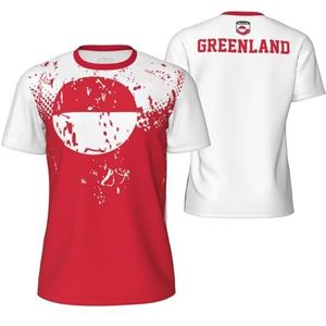 Sport T-Shirt Vintage Groenland Vlag Graan Tees 3D Gedrukt voor Fitness Running Voetbal, Meerkleurig, S