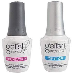 Gelish duo base top Gel Base stichting en afdichtgel, 2 x 15 ml,Helder.