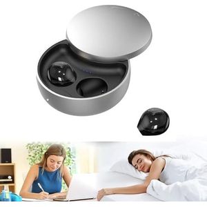 Yonblow Slaapoordopjes voor zijslapers, Bluetooth 5.3 ultralichte in-ear hoofdtelefoon, onzichtbare oordopjes met oplaadhoesje, heldere gesprekskwaliteit, mini-ontwerp voor comfortabele slaap, zwart