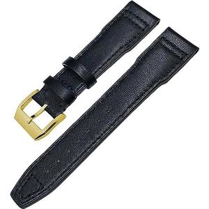 INSTR Echt Rundleer Horlogeband Voor IWC Mark XVIII Le Petit Prince Pilotenhorloge Band 20mm 21mm 22mm (Color : Black black gold, Size : 22mm)