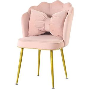 1 stuk eetkamerstoel, fluwelen bloemblaadje, rugleuning stoel spray gouden poten voor woonkamer slaapkamer keuken receptie stoel eetkamerstoel (kleur: roze)
