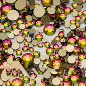 14400 stuks groothandel SS4-SS20 mixformaat glazen strass steentjes kristal niet-hotfix gouden flatback stenen voor doe-het-zelf nagelkunst accessoires-vitrail medi