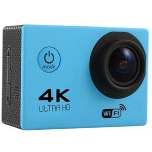 Actiecamera, Ultra HD 4K Action Camera Onderwaterhelm Waterdicht 2.0-inch Scherm WiFi Sportvideocamera,voor fietsen, motorfietsen(Blue)
