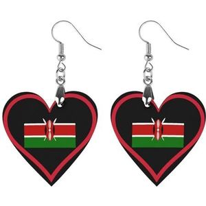 I Love Kenia Rood Hart Leuke Hartvormige Hanger Oorbellen Voor Vrouwen Lichtgewicht Houten Oorbellen Mode-sieraden Geschenken