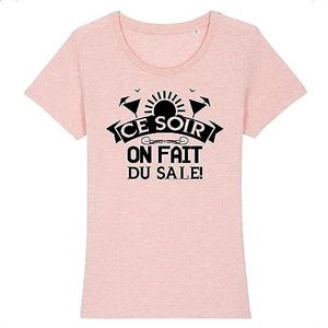 EVJF Original Fun T-shirt voor dames Vanavond on fait du Sale - voor dames - bedrukt in Frankrijk - 100% biologisch katoen - geschenk aperitief geschenk verjaardag dames EVJF Original Fun, roze, S