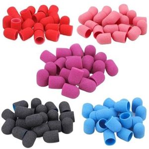 Zandmanicure- en pedicuregereedschap, Nagelschuurdoppen Multicolor Meerdere Maten Pak Van 50 Met Rubber(Green 10x15mm-80)