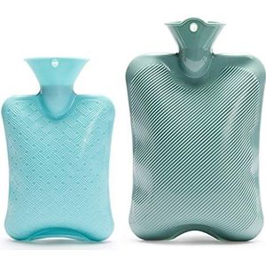 OIFAODAO, 2-pack klassiek rubber for 2 verschillende maten, liter/1 liter om warm te blijven in de winter, geschikt for Kerstmis/verjaardagscadeau warmwaterzak,Warmwaterkruik(Blu)