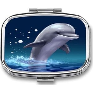 Leuke Zee Dier Dolfijn Pil Doos Pil Organizer Pil Case 2 Compartiment Geneeskunde Pil Organizer Kleine Pil Case Pil Container Pil Houder Leuke Pillendoos Mini Pil Case