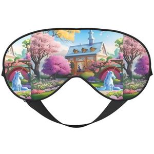 Eenhoorn Sprookje Unisex Elastische Verstelbare Gesp Ontwerp Verduisterend Slaap Oogmasker voor Thuis Reizen Yoga Kantoor Nap
