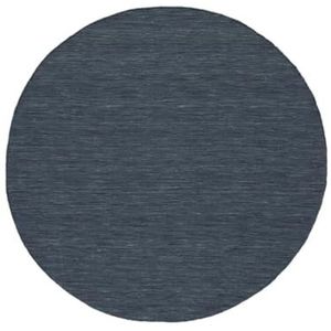 RugVista Handloom flat, Vloerkleed, Kelim Modern, Ø 150 cm, Rond, Laagpolig, Woonkamer, Slaapkamer, Hal, Alleen chemisch reinigen, Care & Fair gecertificeerd, Navy
