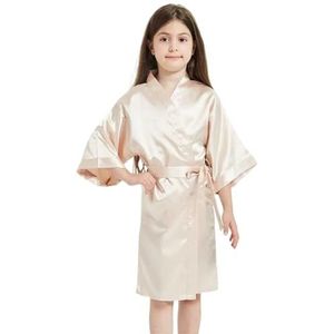 JMORCO Badjas satijn dames 3-13 jaar satijn badjas bad robes meisje pyjama badjas verjaardag spa bruiloft, CM12, 8-9T (130-140cm)
