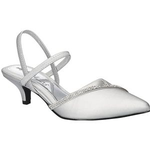 Easy Street dames unna pumps, Silver Satin W Stones, 37 EU Smal