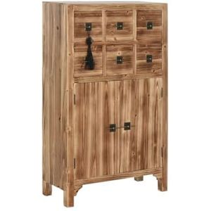 Home ESPRIT Commode, zwart, natuur, dennenhout, MDF, oosters, 63 x 27 x 101 cm