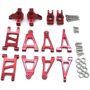 For MJX 14303 14301 14302 1/14 RC 4WD afstandsbediening auto metalen upgrade fittings for en achter swingarm stuurkop kit(Red)