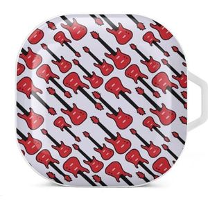 Gitaarpatroon oordopjes hoesje compatibel met Samsung hard shell beschermhoes witte stijl