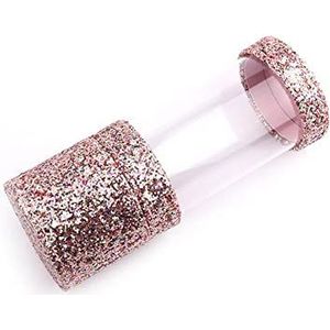 1 st Roze Pailletten Glitter Transparante Make-up Borstel Houder Reizen Borstels Case Tas Cup met Deksel Draagbare Stofdichte Cosmetische Opslag Organizer voor Thuiskantoor, roze, Eén maat