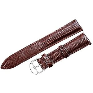 Chlikeyi 12-24 mm rundleer hagedis-patroon horlogeband waterdicht horloge armband voor vrouwen mannen, koffiekleurig, 24 mm, Strepen