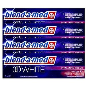 4x Blend-a-med 3D White Vitalizing Fresh 75ml, 3in1, tandglazuur voorzichtig